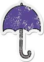 distressed sticker of a cute cartoon open umbrella vector