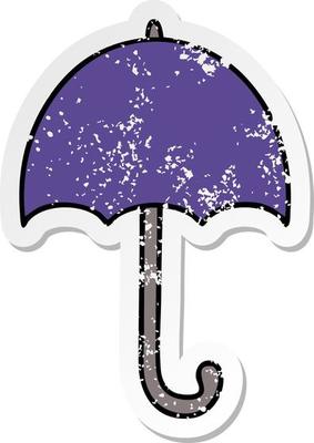distressed sticker of a cute cartoon open umbrella