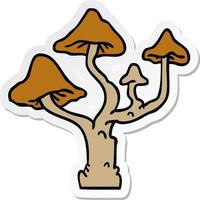 sticker cartoon doodle of growing mushrooms vector