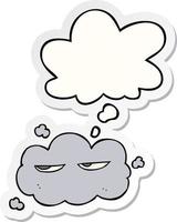 cute cartoon cloud and thought bubble as a printed sticker vector