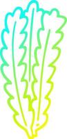 cold gradient line drawing cartoon green leaves vector