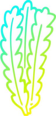 cold gradient line drawing cartoon green leaves