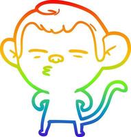 rainbow gradient line drawing cartoon suspicious monkey vector