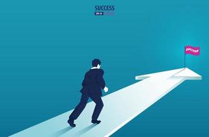 Business arrow concept with businessman on arrow running to success. grow chart up increase profit sales and investment. background vector