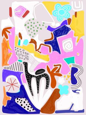 Beautiful abstract,shapes,and various object and doodles vector illustration. Contemporary, trendy, modern composition.