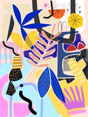 Beautiful abstract,shapes,and various object and doodles vector illustration. Contemporary, trendy, modern composition.