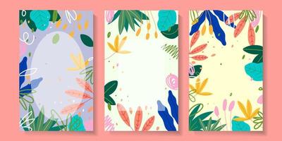 A set of beautiful floral,tropical,flower, leaves,summer vector illustration background.