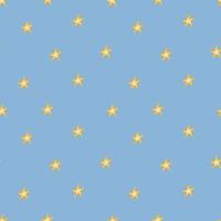 Seamless pattern with cartoon-style stars on a blue background, astrology, sky. Magical cosmic sky, abstract esoteric ornament, vector pattern for fabrics.