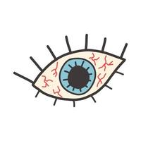 ilustración vectorial para halloween, un ojo con venas sobre un fondo blanco en un estilo plano. ilustración para postales, carteles, estampados de camisetas, decoración navideña vector