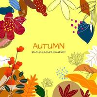 tropical, floral, flores, hojas en la ilustración de vector de fondo de temporada de otoño.