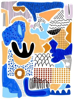 Beautiful abstract,shapes,and various object and doodles vector illustration. Contemporary, trendy, modern composition.