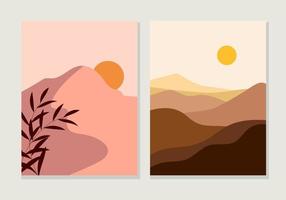 Set of beautiful mountain landscape vector illustration nature background.