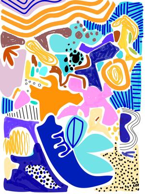 Beautiful abstract,shapes,and various object and doodles vector illustration. Contemporary, trendy, modern composition.