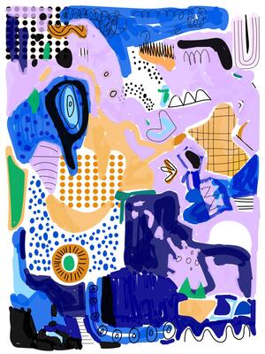 Beautiful abstract,shapes,and various object and doodles vector illustration. Contemporary, trendy, modern composition.