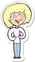 sticker of a cartoon excited woman vector