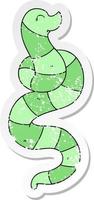 distressed sticker of a quirky hand drawn cartoon snake vector