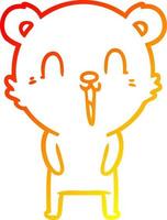 warm gradient line drawing happy cartoon bear vector