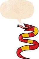 cartoon snake and speech bubble in retro textured style vector