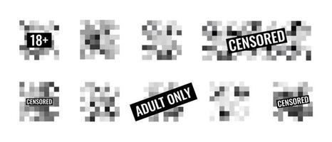 Censored pixel sign flat style design vector illustration set concept isolated on white background.