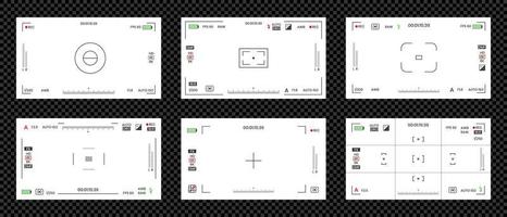 Camera viewfinder video or photo frame recorder flat style design vector illustration set.