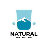 illustration of a mountain inside a drinking glass. good for water drinking company logo. vector