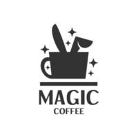 illustration of magician hat forming a cup and rabbit ears. good for any business related to coffee. vector