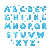 Childish cute English Alphabet. Bold and shiny doodle font. Cartoon letters. Vector template.