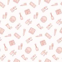 Seamless pattern with flat cosmetics icon. Vector wallpaper. Good for fabric, wrapping paper, print etc.