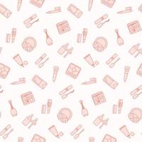 Seamless pattern with flat cosmetics icon. Vector wallpaper. Good for fabric, wrapping paper, print etc.