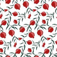 Hand drawn pomegranate seamless pattern. Vector backdrop. Wallpaper with ripe garnet fruits. Good for fabric, textile, printing.