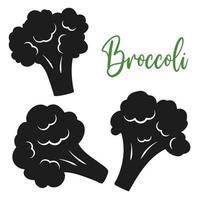 Broccoli  florets silhouette set vector isolated illustration