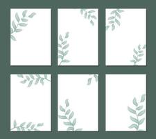 Foliage and greenery set rustic frames vector