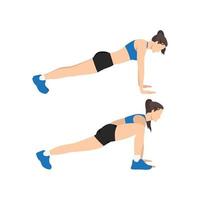 Woman doing Groiners exercise. Flat vector illustration isolated on white background