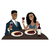 ilustración de una pareja con atuendo formal teniendo una cena romántica vector