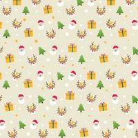 Vector seamless flat pattern with icons of Happy New Year and Christmas Day