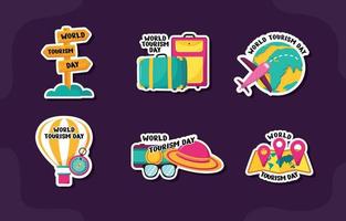 World Tourism Day Sticker Set vector