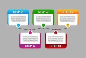 5 step infographic template with full color. designs for banners, presentations and more. vector