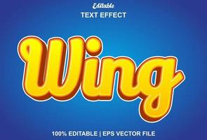 wings text effect with orange color editable.
