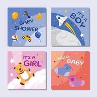 Welcoming Baby Cards vector