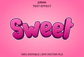 sweet text effect with pink color editable. vector