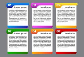 6 step infographic template with full color. designs for banners, presentations and more. vector