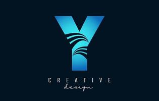 Creative letter Y logo with leading lines and road concept design. Letter Y with geometric design. vector