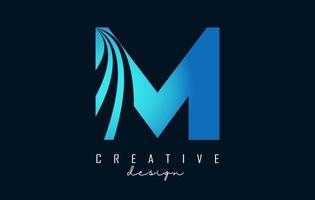 logotipo creativo de la letra m con líneas principales y diseño de concepto de carretera. letra m con diseño geométrico. vector