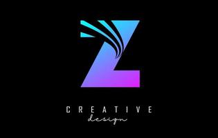 Colorful  letter Z logo with leading lines and road concept design. Letter Z with geometric design. vector