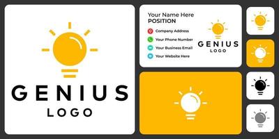 Bulb and genius logo design with business card template. vector