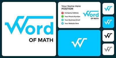 Letter W monogram math logo design with business card template.