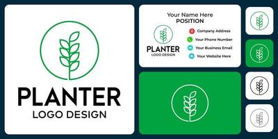 diseño de logotipo de círculo de sembradora con plantilla de tarjeta de visita. vector