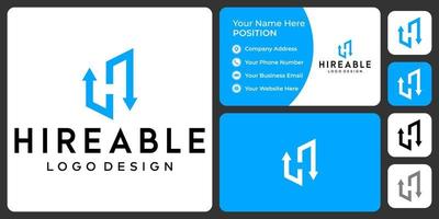 The letter H monogram changes the logo design with a business card template. vector