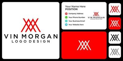 Letter V M monogram business logo design with business card template. vector