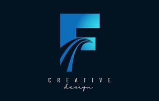 Creative letter F logo with leading lines and road concept design. Letter F with geometric design. vector